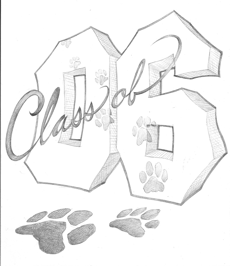 Senior spirit wear design: class of 06 paws crawling